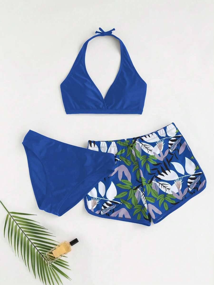 SHEIN Teen Girl Bikini Set, 3pcs, Random Printed Design Summer Beach - Multicolor - View 1