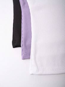 SHEIN Raffinéa Women's Summer Solid Color Round Neck Casual Tank Top - Multicolor - View 3