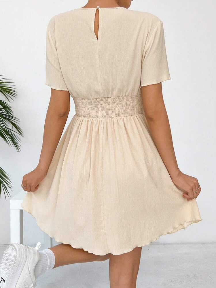 Women's Round Neck Short Sleeve Waist Wrapped Casual Dress