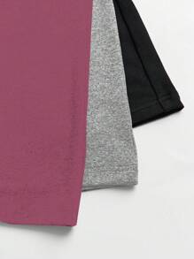 SHEIN Unity 3 件套圆领短袖 T 恤和高腰喇叭裤休闲套装 - 彩色 - 查看 3