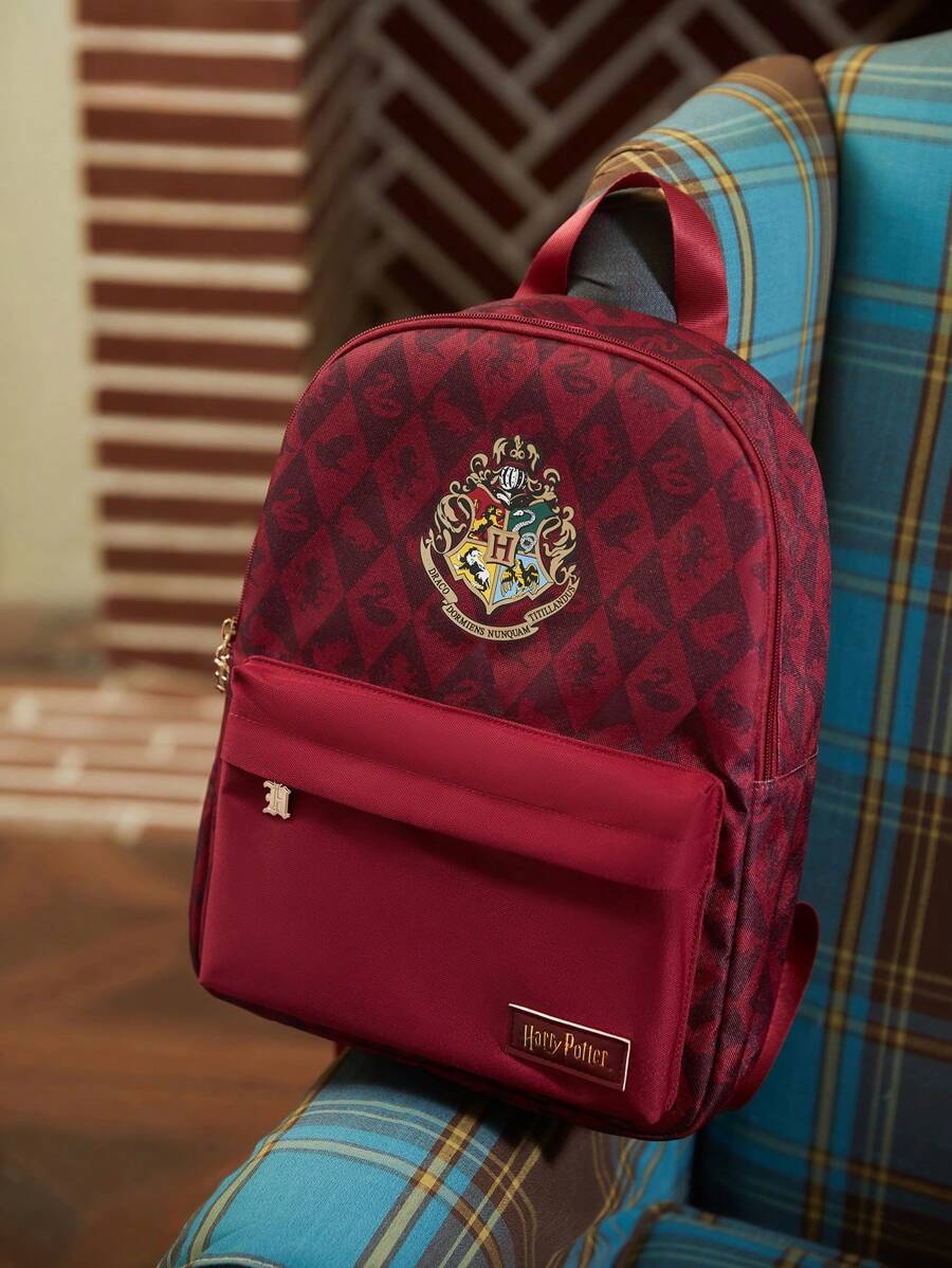 HARRY POTTER X SHEIN Red Animal Badge Printed Casual, Backpack, Bag For School, Gifts