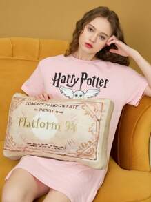 HARRY POTTER X SHEIN 繡花米色長方形靠墊
