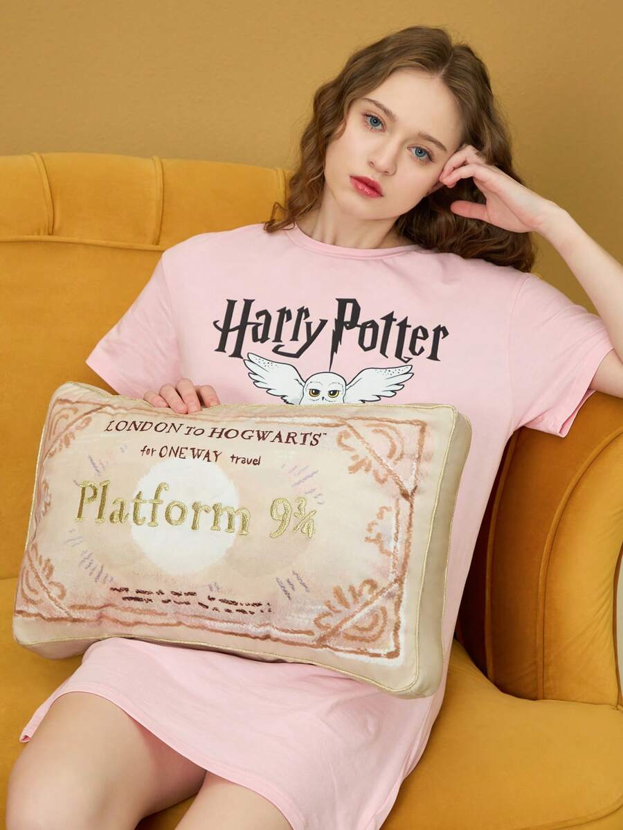 HARRY POTTER X SHEIN 繡花米色長方形靠墊