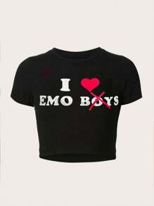 Flirla Kích thước lớn Của phụ nữ Tim In Quần skinny Áo thun - màu đen - Xem 1