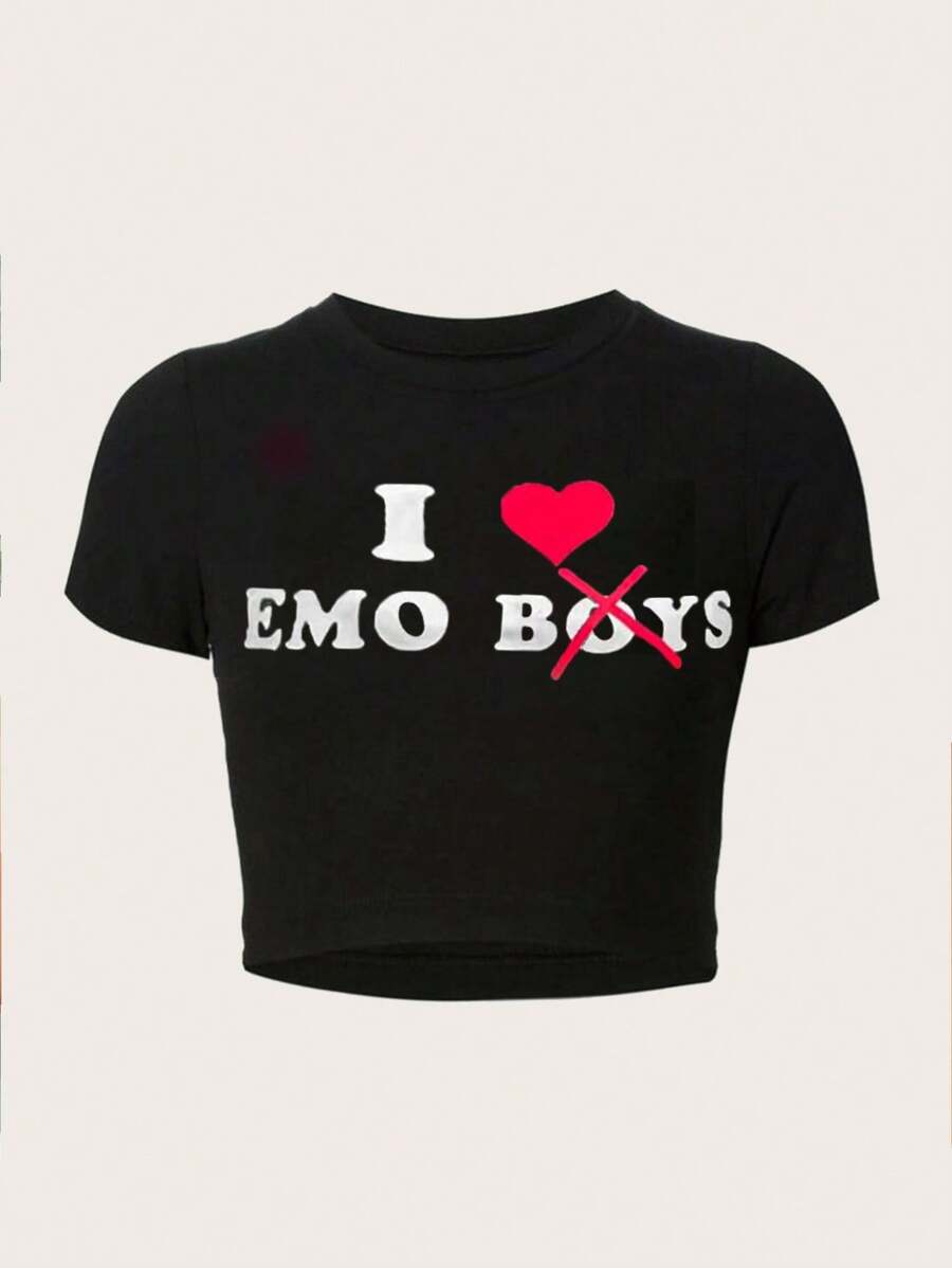 Flirla Kích thước lớn Của phụ nữ Tim In Quần skinny Áo thun - màu đen - Xem 1