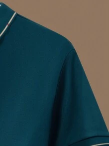 Officeau Men Fashionable And Simple Short Sleeve Golf Polo Shirt Spring To Summer - Green - View 5