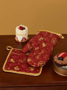 HARRY POTTER X SHEIN 1 Pc Red Graphic Pattern Insulation Pad, For Kitchen And Dining Room, Gifts,Back To School - Red - View 5