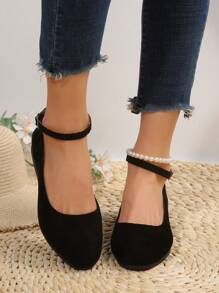 女士黑色舒適高跟楔形鞋 - 黑色 - 查看 4