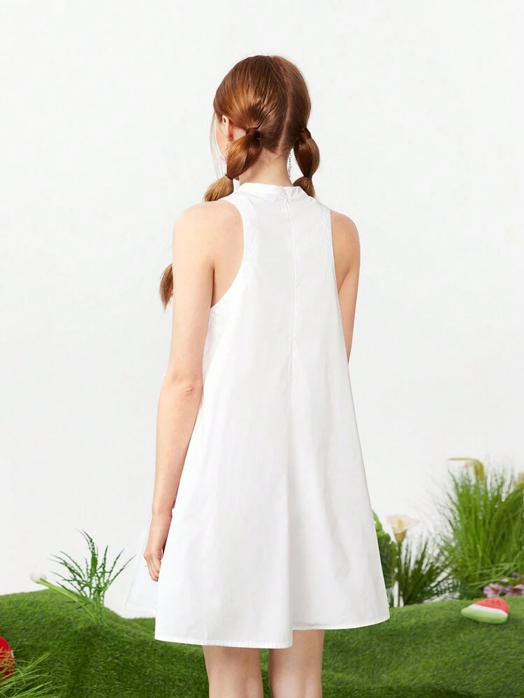 Women's Fashionable Sleeveless Dress With Bow Knot Decoration For Summer