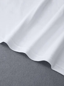 SHEIN EZwear 女裝極簡風印花日常t恤 - 白色 - 查看 4