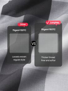 LongNap™ 2 Stück 95GSM dicker Premium-Gingham-vorreitistile Kissenbezüge mit Umschlagverschluss, knuspriges Gefühl und atmungsaktiv für heiße Schlafende, Dekoration für Schlafzimmer Dorm, Schwarz