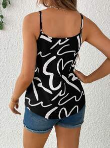 SHEIN 孕婦夏季花朵背心上衣,適合休閒穿著 - 黑色 - 查看 2