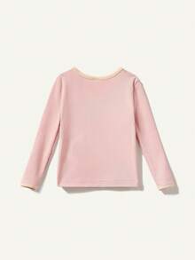 Cozy Pixies 嬰兒女孩2入組緊身睡衣,卡通天鵝圖案色塊圓領長袖上衣和腳踩褲 - 藕粉色 - 查看 2