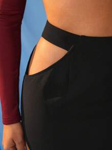 Mauricio Caetano Designer Women's Hollow Out Asymmetrical Mini Elegant Skirt, For Holiday, Party, Festival - Black - View 5