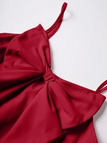 Flirla Women's Solid Color Bow Knot Decorated Sleeveless Dress, Suitable For Summer