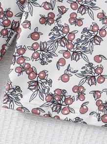 Young Girls Spring & Autumn Floral Print Long Sleeve And Long Pants Homewear 2pcs/Set, Snug Fit - Multicolor - View 4