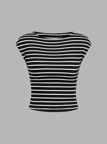 SHEIN EZwear 女士圓領蝙蝠短袖t恤 - 彩色 - 查看 4