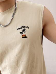 Manfinity VCAY Maglia A Canotta Casual Da Uomo A Stampa Di Albero Di Cocco E Lettere Per L'estate