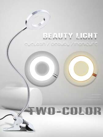 HMQ beauty 1 Lámpara De Belleza De Pestañas Led Con Temperatura De Doble Color Y Sin Luz De Sombra Para Protección De La Vista, Lámpara De Clip Para Estudio
