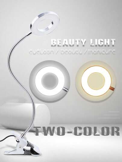 HMQ beauty 1 件 Led 睫毛美容燈雙色溫無影燈保護視力學習夾燈