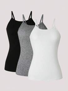 SHEIN LUNE Plus Size Women's Solid Color All-Match Comfortable Camisole Top - Multicolor - View 1