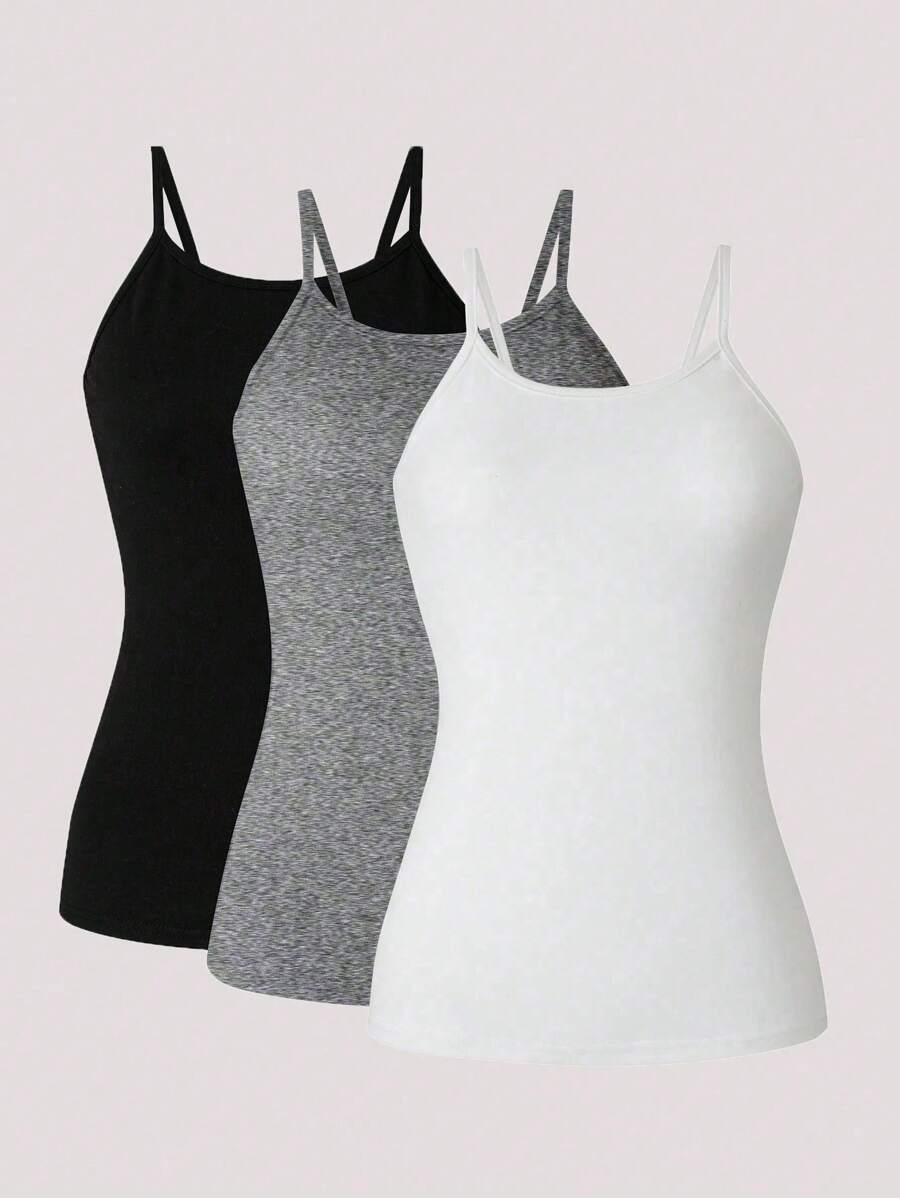 SHEIN LUNE Plus Size Women's Solid Color All-Match Comfortable Camisole Top - Multicolor - View 1