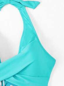 Swim Lushoire Women's Plant Print Tummy Control One Piece Swimsuit, Random Print, Perfect For Beach And Pool, Summer,Summer Beach - Mint Blue - View 6