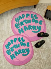 HARRY POTTER X SHEIN 1 件生日蛋糕字母图案粉色地毯，礼物 - 粉色 - 查看 4
