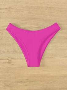 SHEIN Swim 女士夏季沙灘簡約純色比基尼下身 - 粉色 - 查看 5
