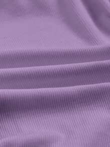 SHEIN EZwear Eyelet Embroidery Solid White Ruched Side Tube Top For Summer Country Concert - Lilac Purple - View 4