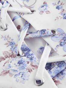 SHEIN MOD Của phụ nữ Hoa In Buộc vai Váy Dây - Màu tím - Xem 3