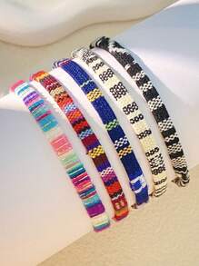 5pcs Bohemian Style Colorful Handwoven Adjustable Anklet Set, Can Be Used As Bracelets, Suitable For Men & Women, Ideal For Beach Vacation, Travel, Daily Casual Wear