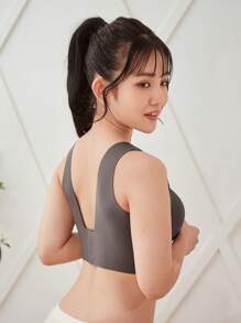 FRIFUL Full Coverage Thin Cup Push Up Bra With Side Support And Wavy Edge - Grey - View 2