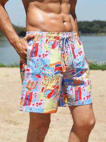 Surfspeed Men's Patchwork And Printed Beach Shorts - Multicolor - View 9