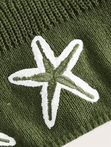 ROMWE Fairycore Của phụ nữ Sao biển Thêu Dây Knit ngọn , Thích hợp Cho mùa hè - xanh quân đội - Xem 4