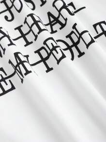 SHEIN Qutie Của phụ nữ Mùa hè Ren Vá lại Slogan In Ngắn tay Giải trí Áo thun - trắng - Xem 6