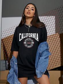 SHEIN Unity 字母和極簡主義印花鬆身t卹 - 黑色 - 查看 4