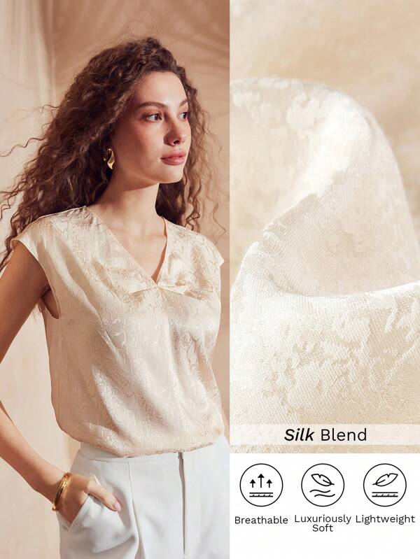 MOTF PREMIUM SILK V-NECK BATWING SLEEVE JACQUARD TOP