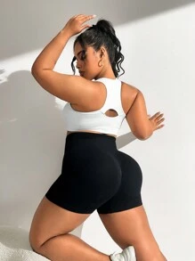 Easithlete 加大碼女士跨背運動內衣 - 白色 - 查看 8