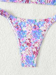 Swim Mod Floral Print Two-Piece Bikini Set, Perfect For Vacation, Summer Beach - Multicolor - View 4