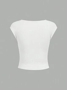 SHEIN EZwear 女士圓領蝙蝠短袖t恤 - 彩色 - 查看 8