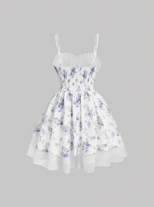 SHEIN MOD Của phụ nữ Hoa In Buộc vai Váy Dây - Màu tím - Xem 2