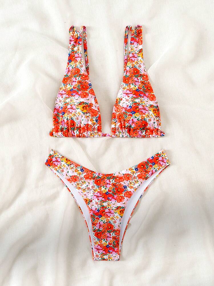 Women's Floral Print Vacation Style Bikini Set Summer Beach