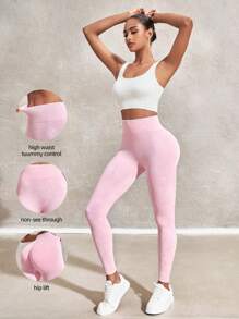 SHEIN Sports Women's Solid Color Athletic Leggings