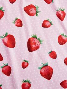 SHEIN MOD 女士草莓圖案印花肩帶連衣裙