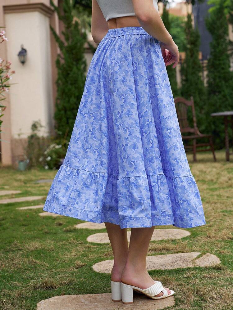 Designer Boho Bohemian Camouflage Print A-Line Elegant Skirt, For Summer, For Holiday, Party, Vacation, Spring, Beach, Festival, Ibiza Fits