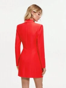 BizChic Women's Button-Front Long Sleeve Shirt Dress - Red - View 5
