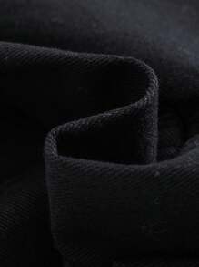 SHEIN 少女四季百搭時尚甜美涼爽寬腿丹寧連身褲,大口袋設計 - 黑色 - 查看 4