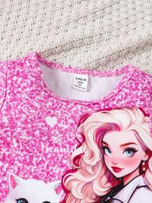 SHEIN Young Girl Music Festival Y2K Cool Street Party Iridescent Tank Top And Heart Flared Pants Set - Multicolor - View 8