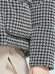 MIEGOFCE 女式休闲千鸟格立领长袖拉链夹克，冬季 - 黑與白 - 查看 6